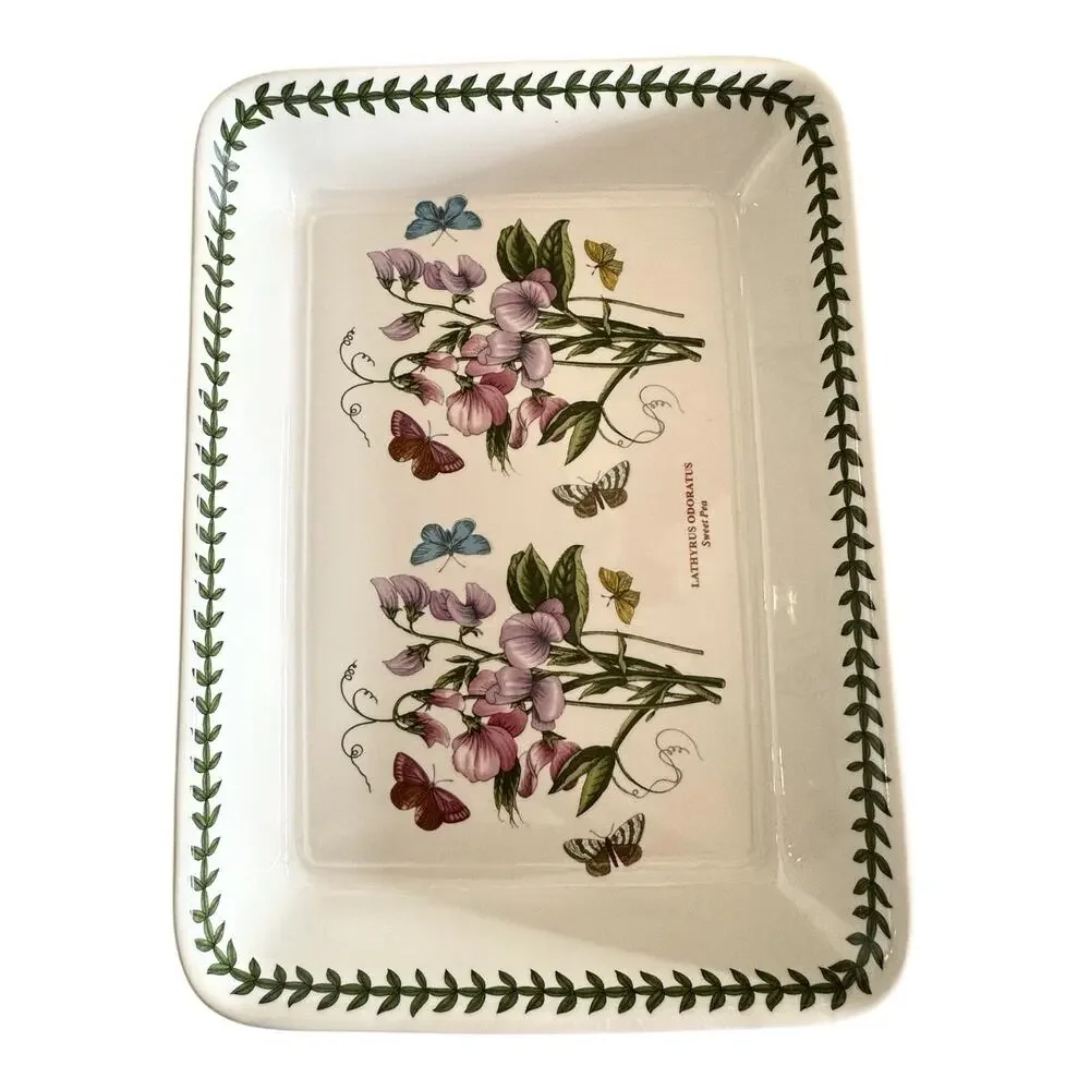 Portmeirion Botanic Garden LATHYRUS ODORATUS Sweet Pea Large Dish 10.5”x14.5”
